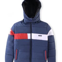 Pine Kids Full Sleeves Cut and Sew Medium Winter Jacket With Detachable Hood - Navy Blue-image-15