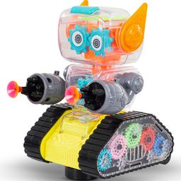 Baybee Robot Rotating Gear Toys for Kids Transparent Gear Electric Walking Robot Musical Toy for Kids 360 Degree Rotating Bump & Go Bullet Launcher Robot Toy with Flashing Lights & Sound for Children-7