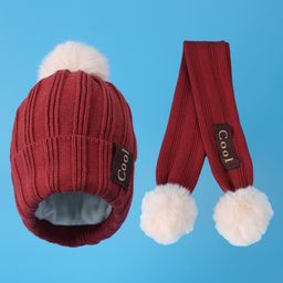 Pine Kids Woollen Cap & Sets with Pom Pom - Red-picture-22
