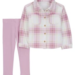 Carter's Knit Full Sleeves Checkered Shirt & Solid Legging Set - Pink-15