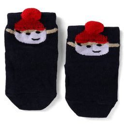 Cutewalk by Babyhug Non Terry Knit Anti-Bacterial Ankle Length Anti-Skid Socks with Snowman Applique - Navy Blue-image-8