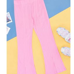 Pantaloons Junior Solid Bell Bottom Trousers - Pink-picture-35