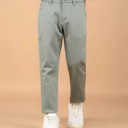 CRIMSOUNE CLUB Cotton Solid Trousers - Green-picture-36