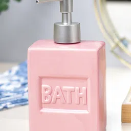 Voncasa Maroon Ceramic Liquid Soap Dispenser - Plain, Bath Accessories - 350 ml-picture-44