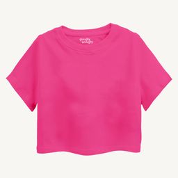 Guugly Wuugly Pure Combed Cotton Half Sleeves Solid Skin Friendly Crop Top - Pink-image-1