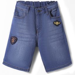 Pine Kids Woven Knee Length Shorts With Patch Detailing - Blue-image-11
