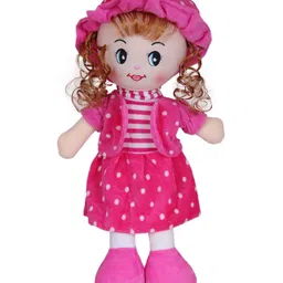 Tickles Soft Doll Blond Curly Hair Ragged Stuffed Plush for Kids Girls Birthday Gift (Size: 40 cm, Color: Pink)-picture-0