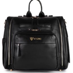 VISMIINTREND Diaper Backpack Bags for Women & Baby Solid Vegan Leather Multi- Compartment Maternity Backpack Travel, Hospital Visit Baby Diaper Bags with Detachable Strap, Trolley Sleeve - Black-image-62