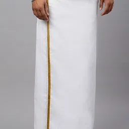 Ramraj Men Pure Cotton Zari Border Dhoti-14