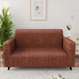 Story@home Brown Printed Polyester 1 Piece Sofa Cover With Arms-image-10