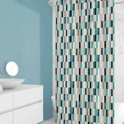 ArtzFolio Beige & White Printed Waterproof Shower Curtain-image-60