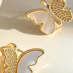 AKISON JEWELS Gold-Plated Contemporary Shaped Studs Earrings-image-79