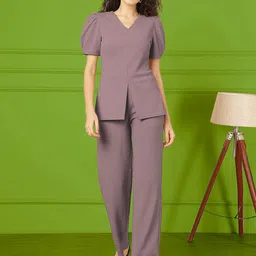 Moda Rapido Ribbed V-Neck Top With Trousers Co-Ords-picture-19