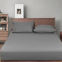 THE little BIG STORE Grey Microfibre 300 TC King Bedsheet Sets - 1.82 m x 1.98 m-12