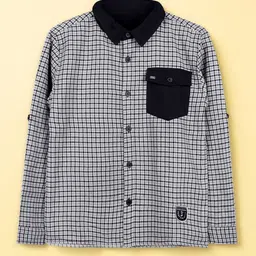 Purple United Kids Boys Gingham Checked Spread Collar Cotton Casual Shirt-picture-7