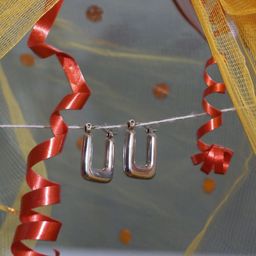 Niscka Silver Plated Geometric Shaped Hoop Earrings-image-25