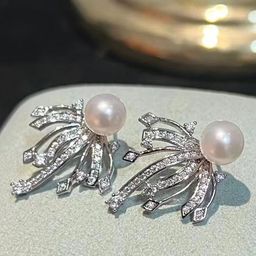DressBerry Silver-Plated Pearls Studded Contemporary Shaped Korean Studs-17