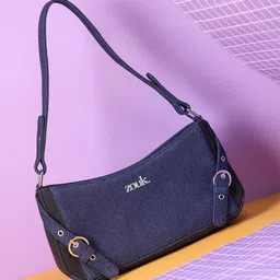 ZOUK Women Solid Baguette Buckle Detail Shoulder Bag-image-41