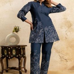 Style Heaven Printed Pure Cotton Tunic & Trousers Co-Ord Set-image-81