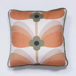 SANSKRUTIHOMES White & Orange Floral Printed Velvet Square Cushion Covers-picture-25