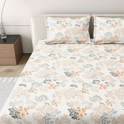 MAFATLAL Beige Floral 300 TC King Bedsheet with 2 Pillow Covers-image-30