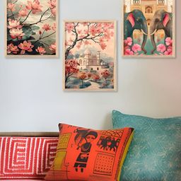 Kotart Brown & Pink 3 Pieces Floral And Botanical Wooden Wall Arts-picture-48