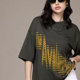 Moda Rapido Women Printed Drop-Shoulder Sleeves Pockets T-shirt-picture-32