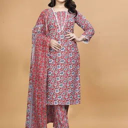 Sitanjali Women Ethnic Motifs Printed Regular Pure Cotton Kurta with Trousers & With Dupatta-picture-11