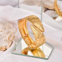 Reenisaa Gold-Plated Leaf Bangle-Style Bracelet-image-30