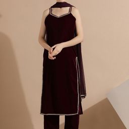 Jaipur Kurti Velvet Solid Kurta Set With Dupatta-picture-32