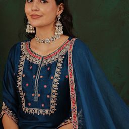 Sangria Embroidered Kurta Set With Dupatta image 2