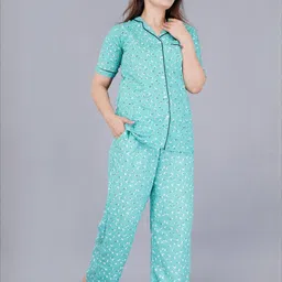 Mintmarie Pack of 2 Floral Printed Lapel Collar Night suit-picture-24