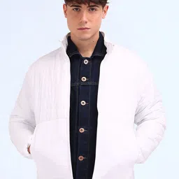 Flying Machine Men Mock Collar Solid Casual Padded Jacket-picture-38