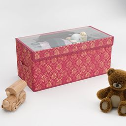 Kuber Industries Maroon & Gold Toned 6 Pieces Printed Storage Box Organisers With Lid-55