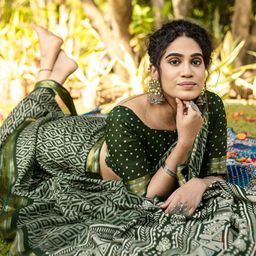 KALINI Zari Block Print Saree image 5