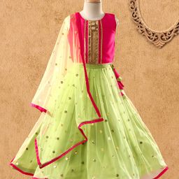 Saka Designs Lehenga Choli Set Sequin Design - Pink Green-image-5
