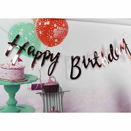 Amfin Happy Birthday Banner Rose Golden - 198 cm-13