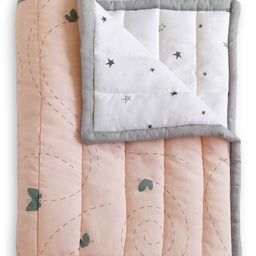The White Cradle Organic Cotton Reversible Quilt Butterfly Print - White Peach-picture-21