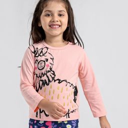 Kookie Kids Full Sleeves Printed T-Shirt - Pink-image-37