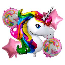 Amfin Unicorn Themed Foil Balloons with Pink - Pack of 5-image-25