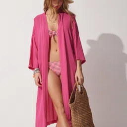 Happiness istanbul Shawl Collar Neck Tie-Ups Swimwear Cover Up Top-picture-50