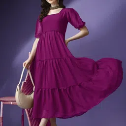 Jash Creation Women Tiered Fit & Flare Maxi Dress-picture-0