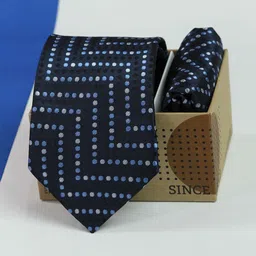Tossido Men Geometric Necktie & Pocket Square Accessory Gift Set-image-10