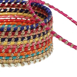 Anouk Set Of 12 Gold-Plated Stone Studded Silk Thread Bangles image 5