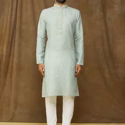 Samyukta Singhania Men Floral Printed Regular Kurta with Trousers-image-24