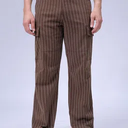 The Indian Garage Co Men Striped Cargos Trousers-picture-41