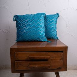 homewards Blue 2 Pieces Embellished Velvet Square Cushion Covers-image-20