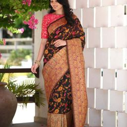 ESOMIC EXPORT Floral Zari Art Silk Banarasi Saree-image-56