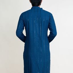 KUNDALI KAKSHAY Men Ethnic Motifs Embroidered Regular Sequinned Kurta with Pyjamas image 2