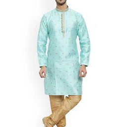 Pro-Ethic STYLE DEVELOPER Floral Woven Design Mandarin Collar Straight Kurta With Churidar-image-47